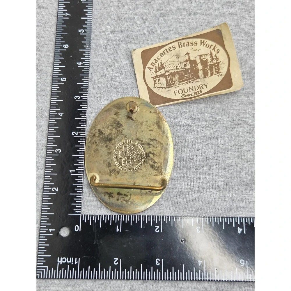 Vintage AnaCortes Solid Brass Early Day Gas Engine Tractor Association Buckle
